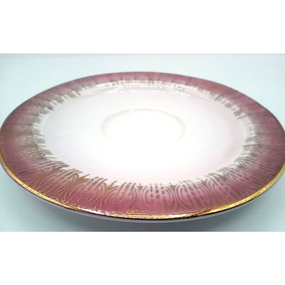 Eschenbach Bavaria Germany Vintage Saucer 5 Inch Pink and Gold Tea Cup Plate - Picture 12 of 12